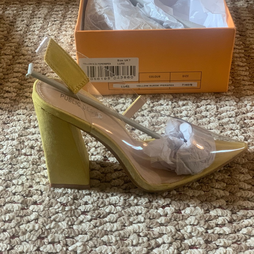 Yellow Suede Public Desire Heels